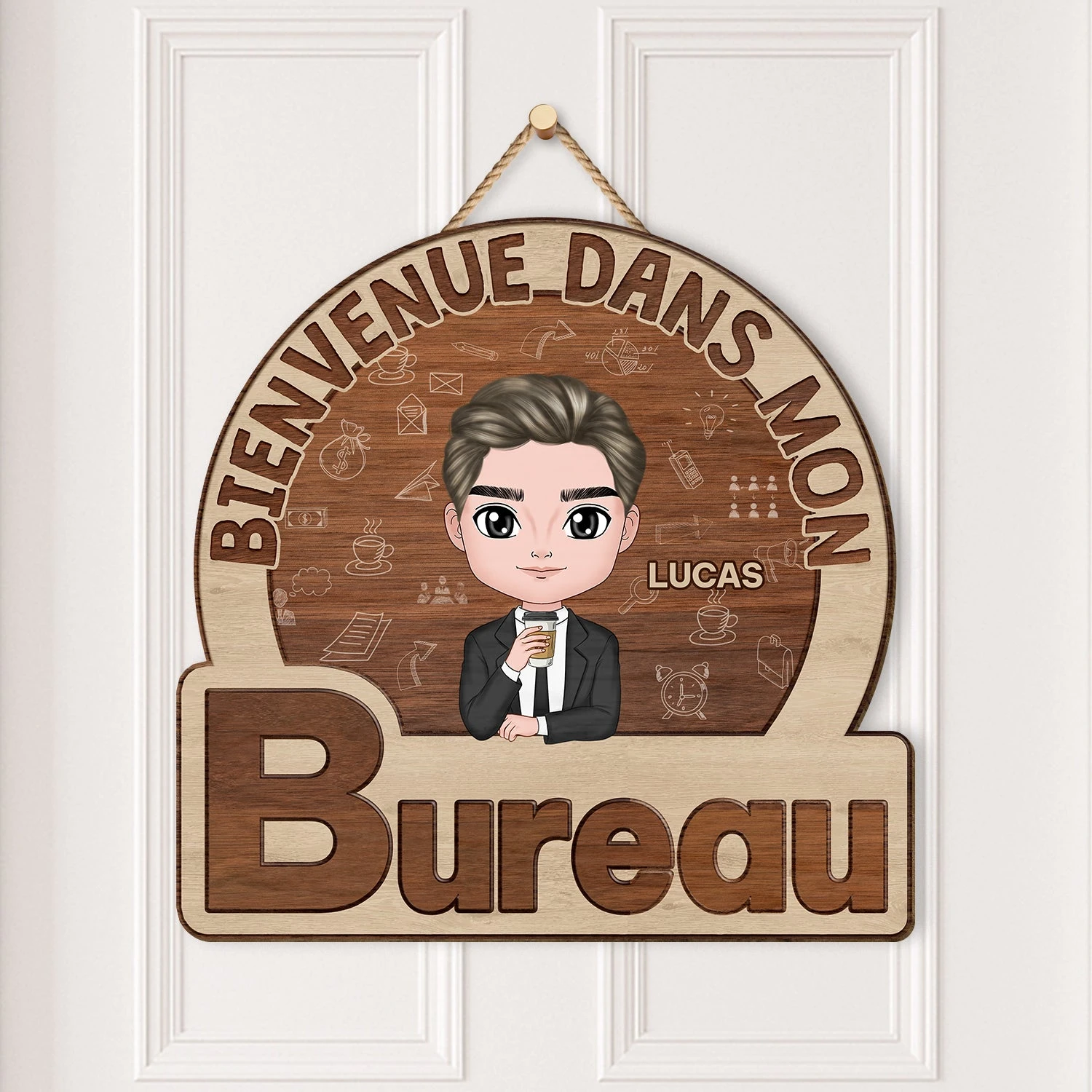 Plaque En Bois Personnalisée À Suspendre Pour Collègue - Bienvenue Dans Mon Bureau 4 Plaque En Bois Personnalisée À Suspendre Pour Collègue - Bienvenue Dans Mon Bureau – Image 2