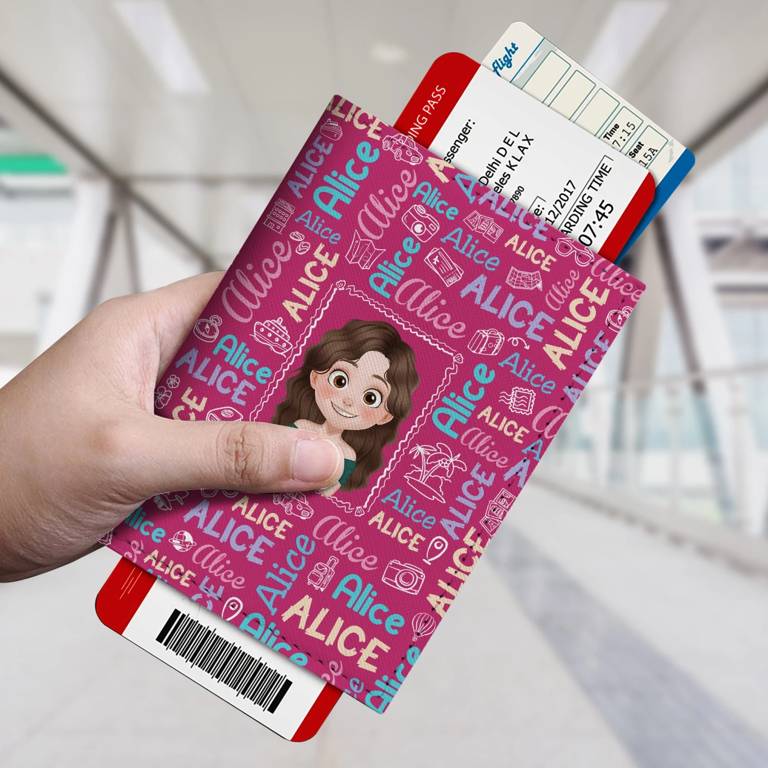 Porte Passeport Personnalisé Homme Avec Nom - Design Cartoon 4 Porte Passeport Personnalisé Homme Avec Nom - Design Cartoon – Image 2