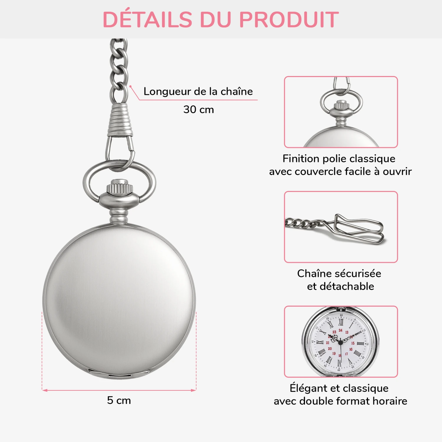 Montre De Poche Personnalisable Pour Couple - À Toi Pour Toujours 4 Montre De Poche Personnalisable Pour Couple - À Toi Pour Toujours – Image 3
