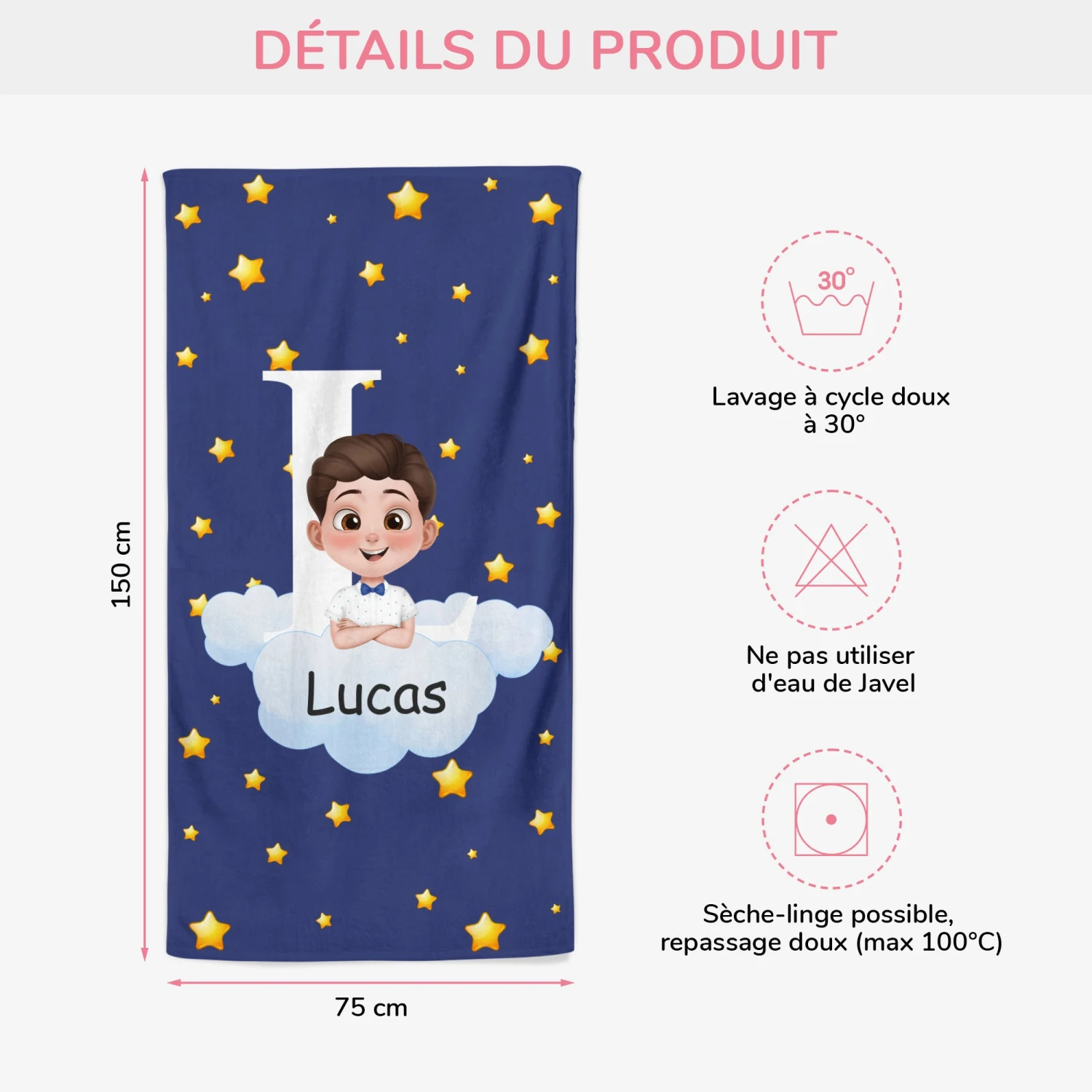 Serviette De Plage Personnalisée - Enfant Sur Le Ciel 5 Serviette De Plage Personnalisée - Enfant Sur Le Ciel – Image 3