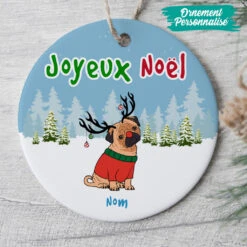 Ornement Joyeux Noël Avec Bulldog Personnalisé