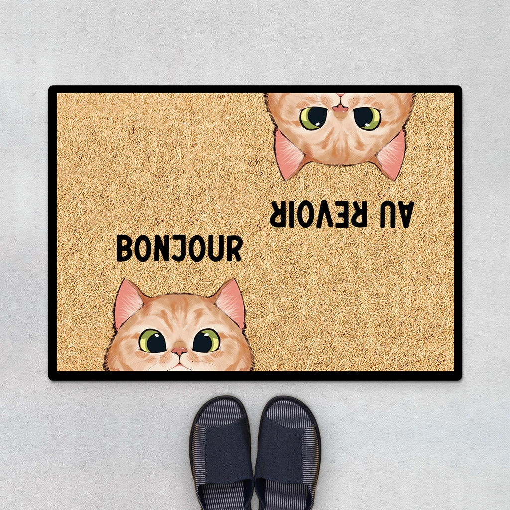 Paillasson Chat Personnalisé - Bonjour Et Au Revoir - Chat Classique 3 Paillasson Chat Personnalisé - Bonjour Et Au Revoir - Chat Classique
