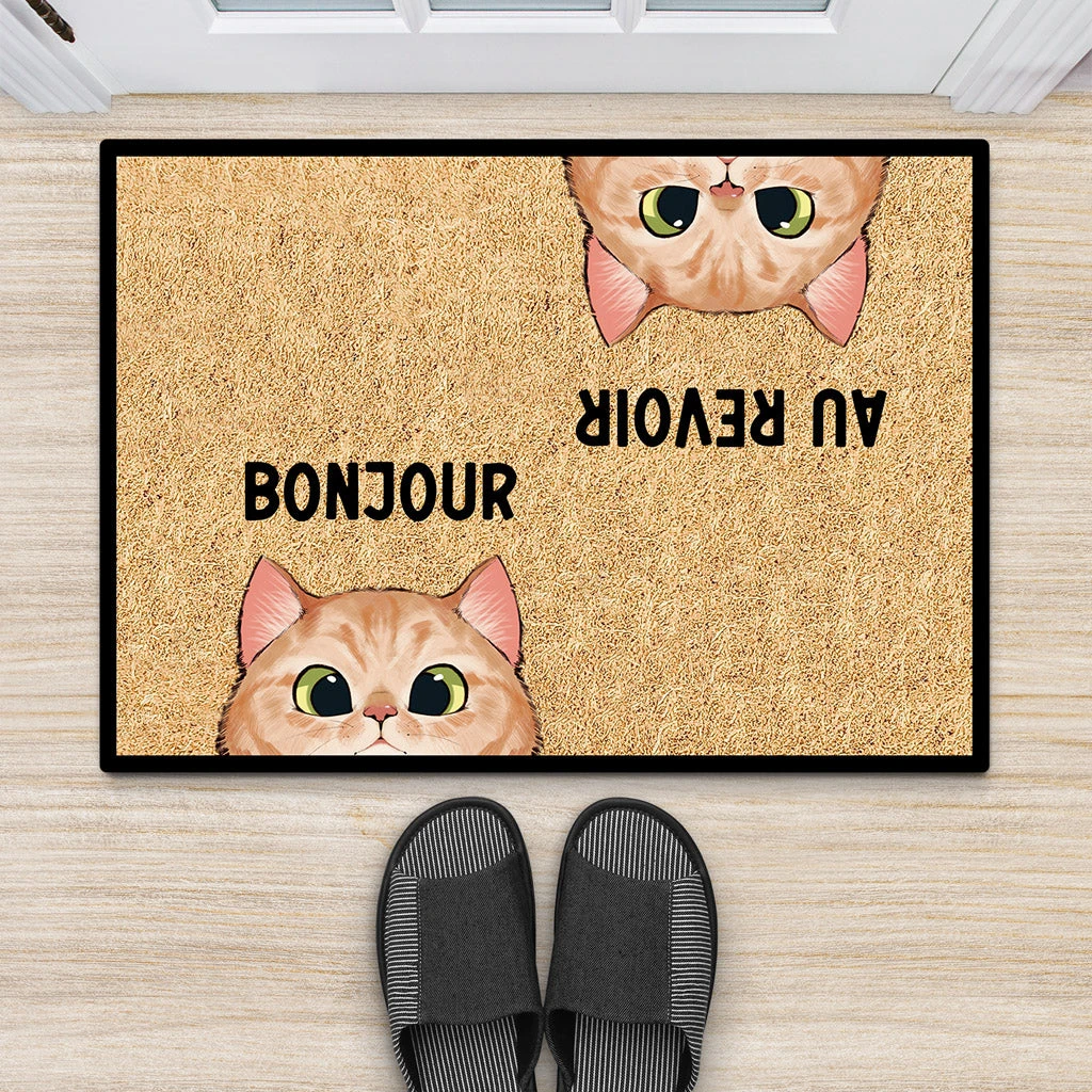 Paillasson Chat Personnalisé - Bonjour Et Au Revoir - Chat Classique 4 Paillasson Chat Personnalisé - Bonjour Et Au Revoir - Chat Classique – Image 2