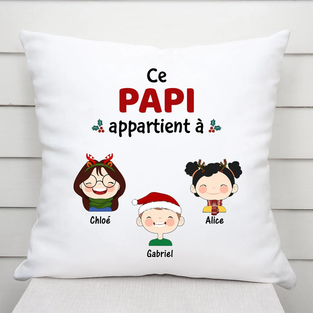 Coussin Noël Ce Papi Appartient À Personnalisé 3 Coussin Noël Ce Papi Appartient À Personnalisé