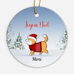 Ornement Joyeux Noël Avec Chat Mignon Personnalisé