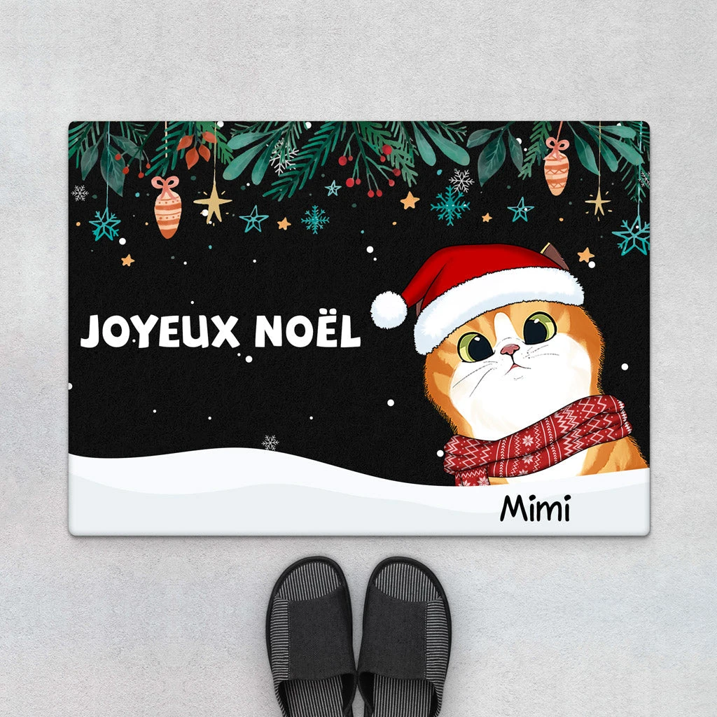 Tapis Personnalisé Chat - Bonnet Noel Chat 3 Tapis Personnalisé Chat - Bonnet Noel Chat