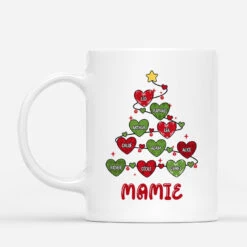 Mug Maman Mamie Pyramide De Cœurs Personnalisé