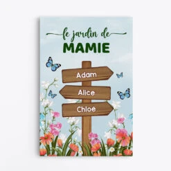 Toile Le Jardin De Mamie Maman Avec Tableau Direction Et Papillons Personnalisée
