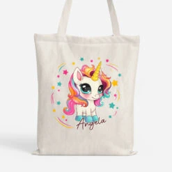 Enfant Licorne Avec Étoiles - Tote Bag Enfant Avec Licorne Personnalisé