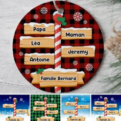 Ornement Pôle Cercle, Famille Noël Personnalisé