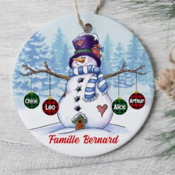 Ornement Famille Bonhomme De Neige Personnalisé