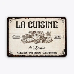 Plaque Métal Personnalisée – La Cuisine D’Élisabeth