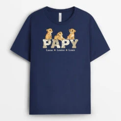 Papy Avec Ses Petits Lions Version Carte - Tee Shirt Papy Personnalisé