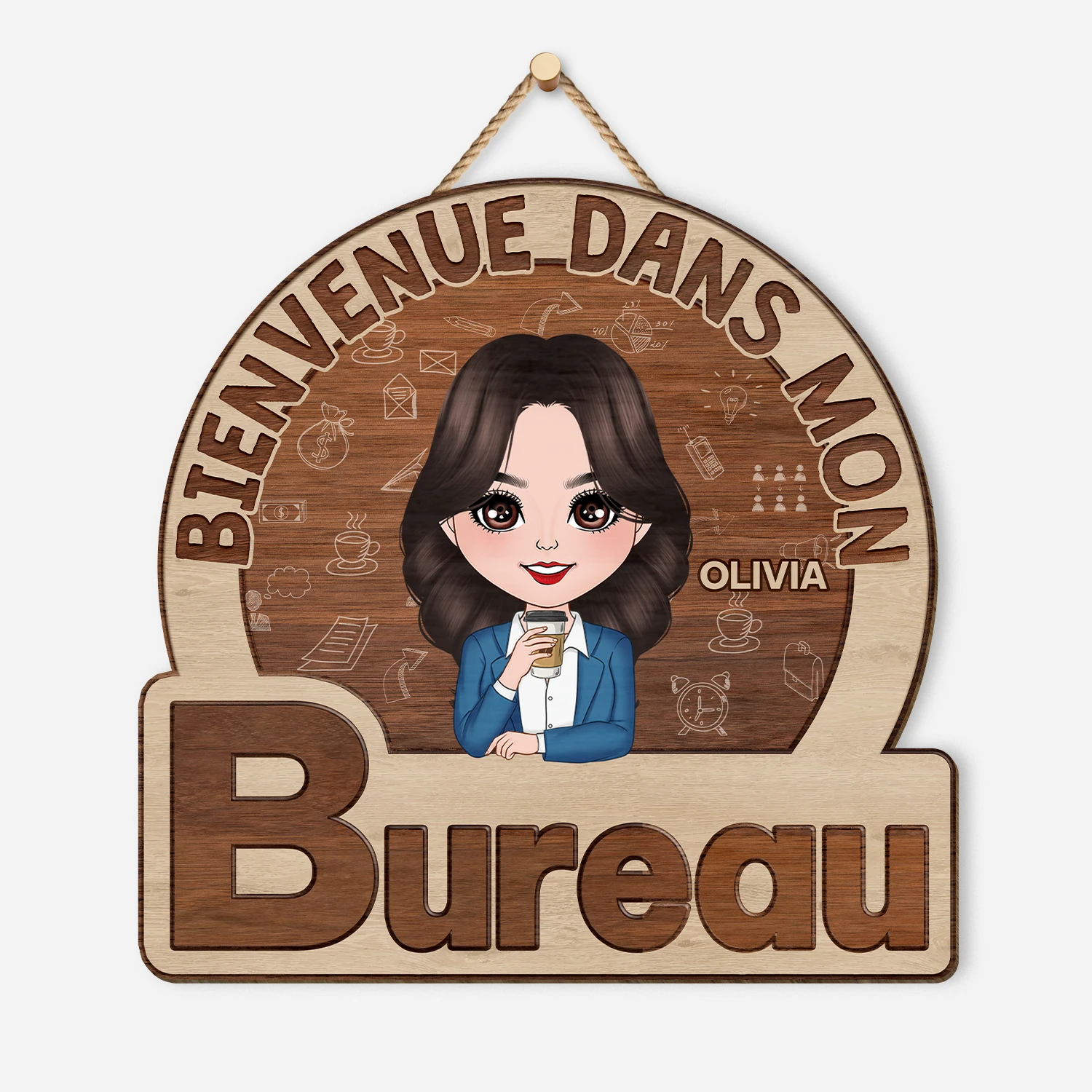 Plaque En Bois Personnalisée À Suspendre Pour Collègue - Bienvenue Dans Mon Bureau 3 Plaque En Bois Personnalisée À Suspendre Pour Collègue - Bienvenue Dans Mon Bureau