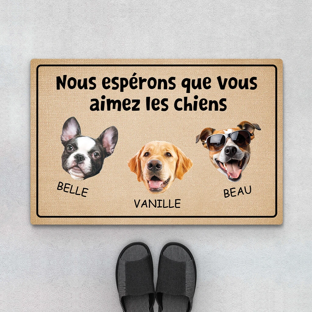 Nous Espérons Que Vous Aimez Les Chiens Avec Visages - Tapis Personnalisé Chien 3 Nous Espérons Que Vous Aimez Les Chiens Avec Visages - Tapis Personnalisé Chien