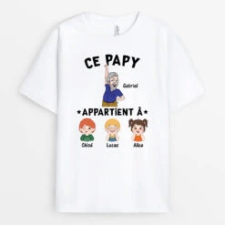 Ce Papy Appartient À Ces Petits-Enfants Adorables - Tee Shirt Papy Personnalisé