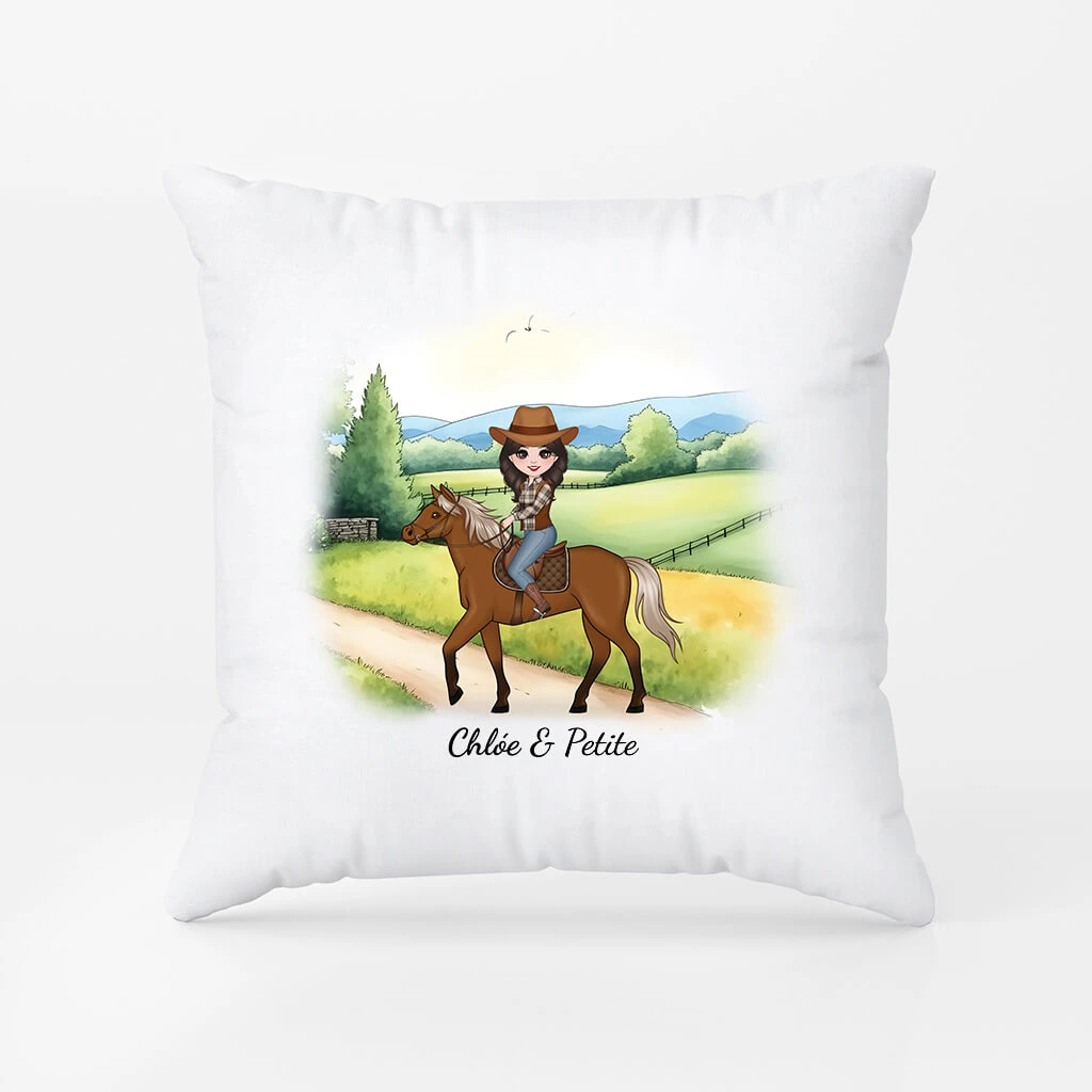 Femme Sur Son Cheval - Coussin Personnalisé Femme 3 Femme Sur Son Cheval - Coussin Personnalisé Femme