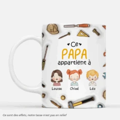 [Effet D'Impression 3D] Mug Personnalisé Papa - Ce Papa Ouvrier Appartient À