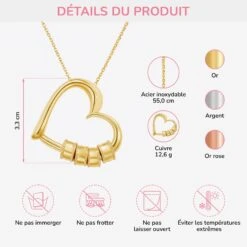 Collier Personnalisé Prénom - Maman Mamie Cœur -Cadeau Plus fr3 bf35c496 0808 4c8f bdfd a42972f5a61b