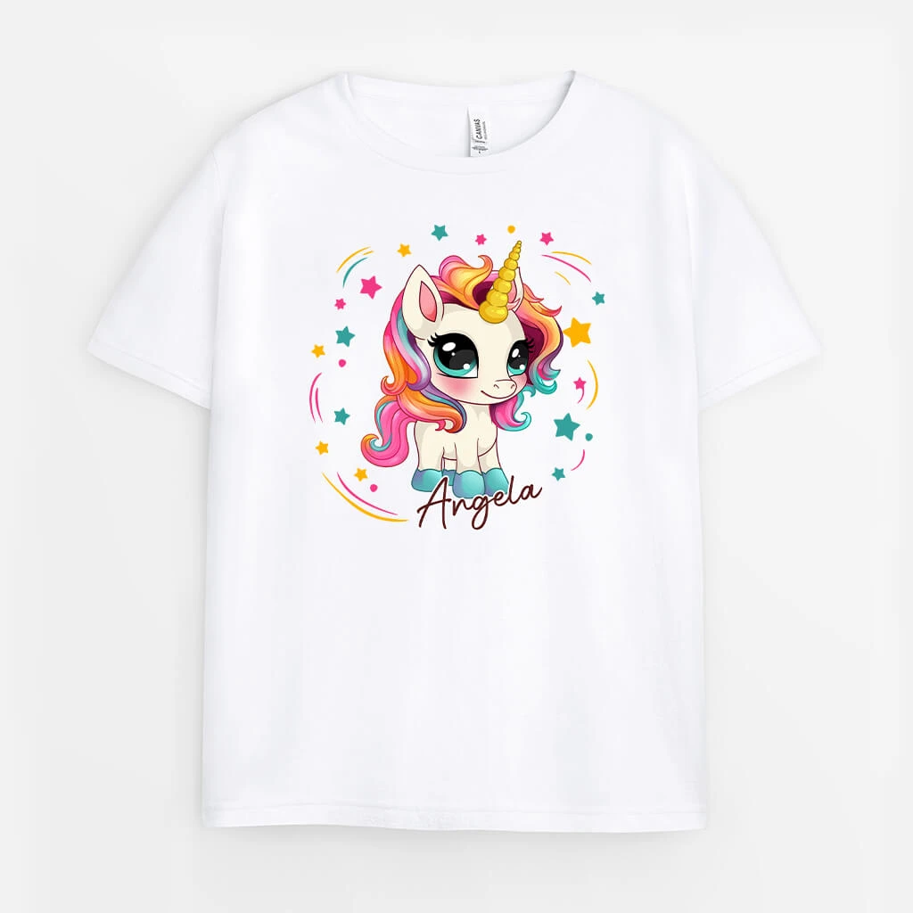 Licorne Avec Étoiles - Tee Shirt Personnalisé Enfant 3 Licorne Avec Étoiles - Tee Shirt Personnalisé Enfant