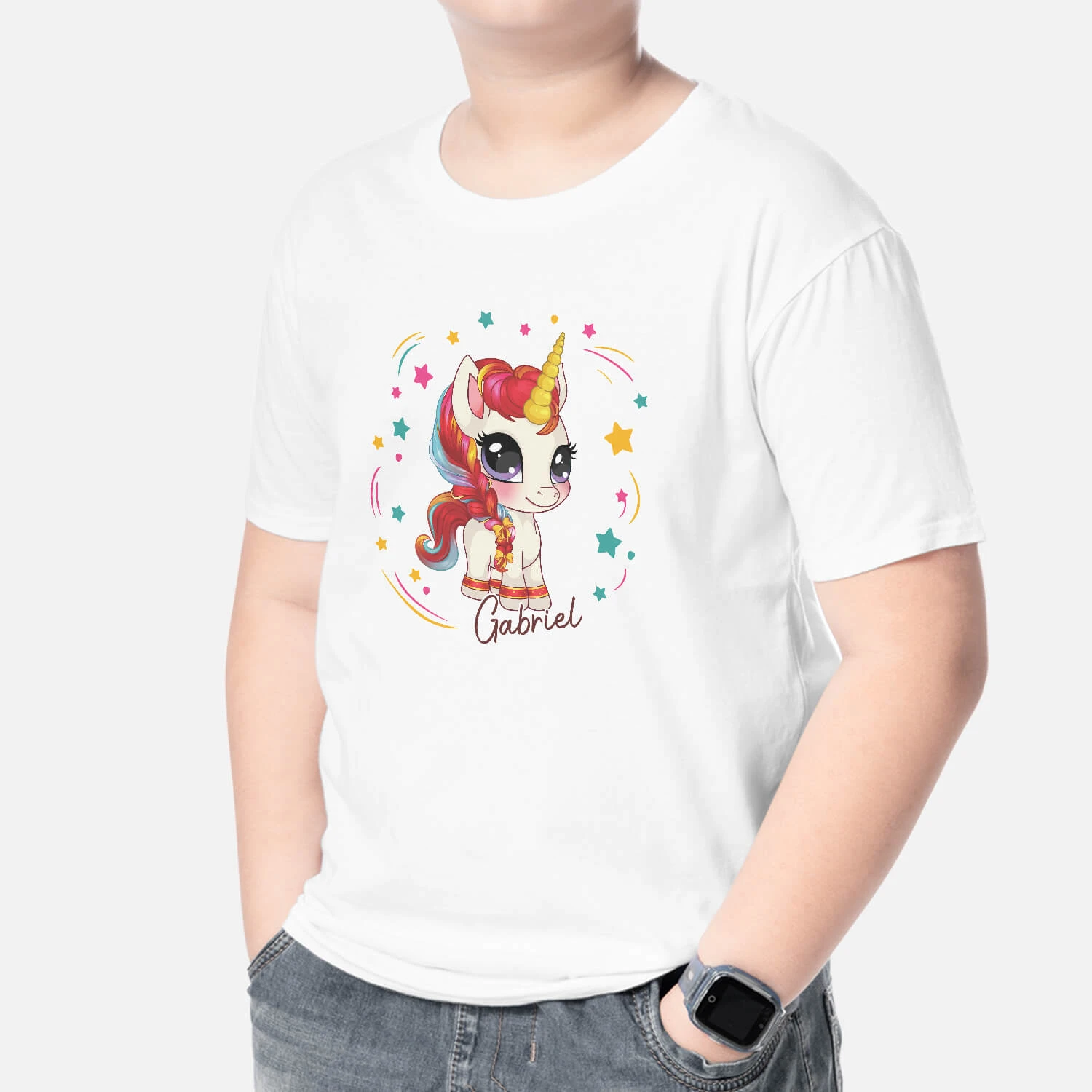 Licorne Avec Étoiles - Tee Shirt Personnalisé Enfant 4 Licorne Avec Étoiles - Tee Shirt Personnalisé Enfant – Image 2